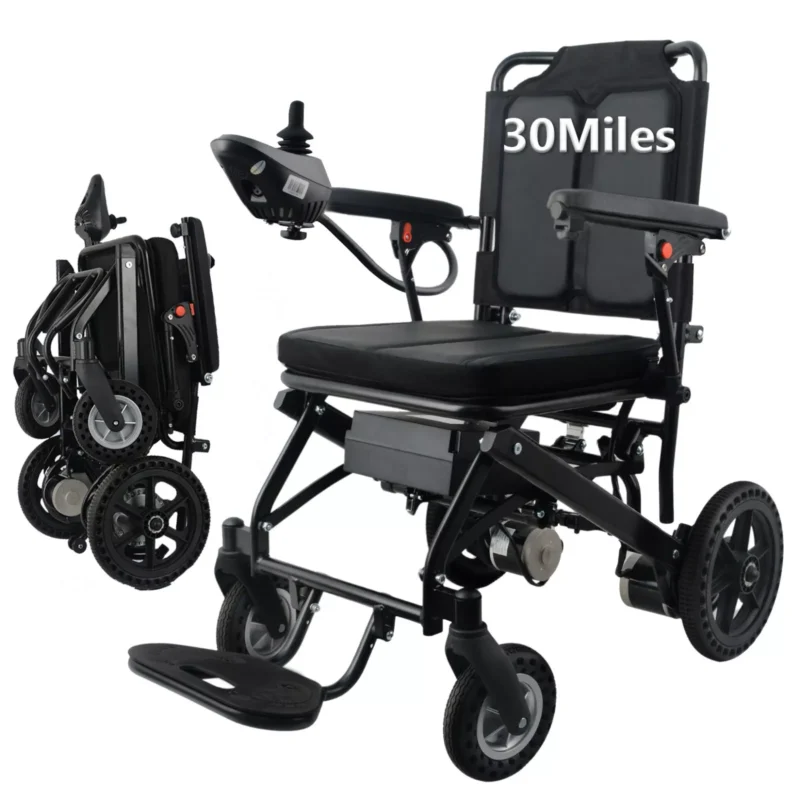 Ultra-lightweight Foldable Electric Wheelchair, 30Miles Long Range,Dual Battery