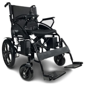 6011 Folding Electric Wheelchair Black front, ComfyGo